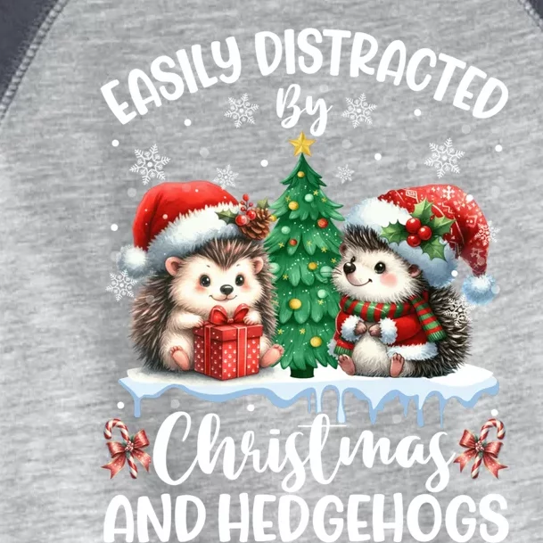 Easily Distracted By Christmas And Hedgehogs Santa Christmas Gift Toddler Fine Jersey T-Shirt