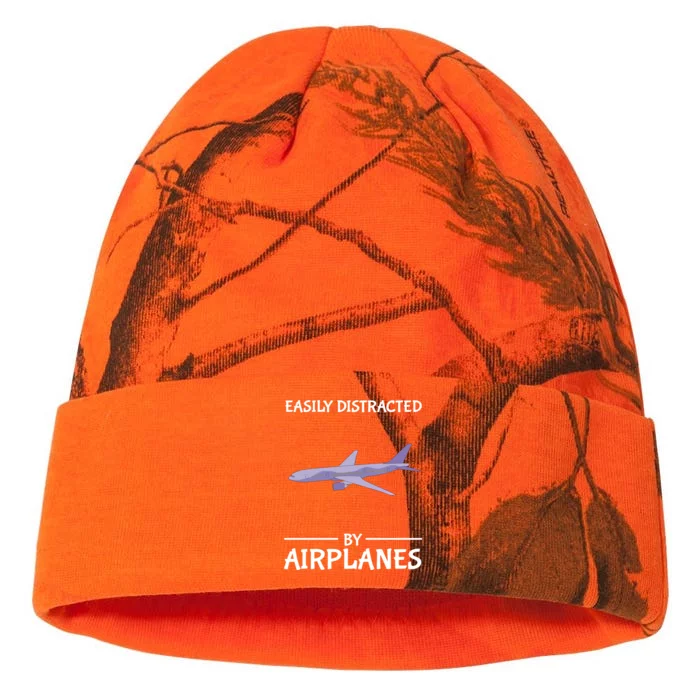 Easily Distracted By Airplanes Pilot Aviation Distraction Cool Gift Kati - 12in Camo Beanie