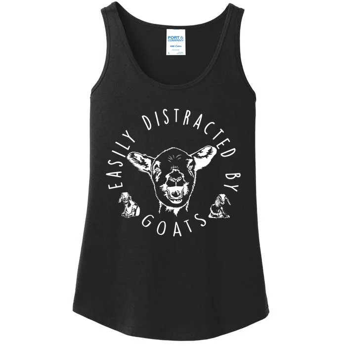 Easily Distracted By Goats Ladies Essential Tank