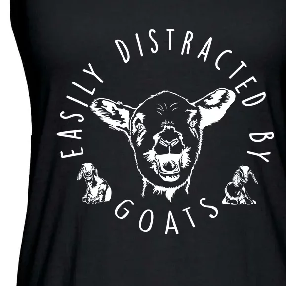 Easily Distracted By Goats Ladies Essential Flowy Tank