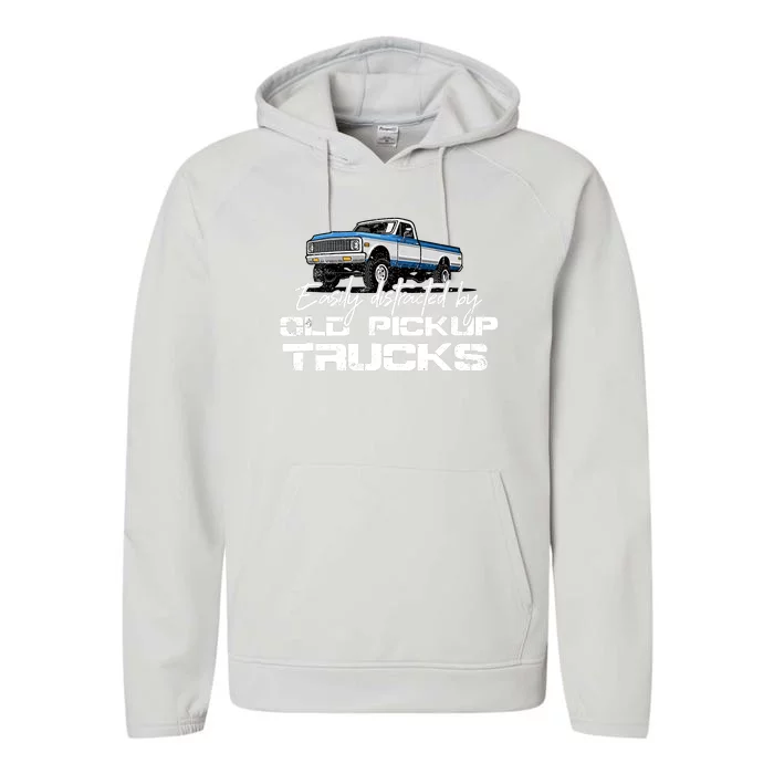 Easily Distracted By Old Pickup Trucks For Retro Performance Fleece Hoodie