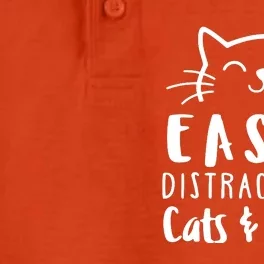 Easily Distracted By Cats And Books Cat & Book Lover Dry Zone Grid Performance Polo