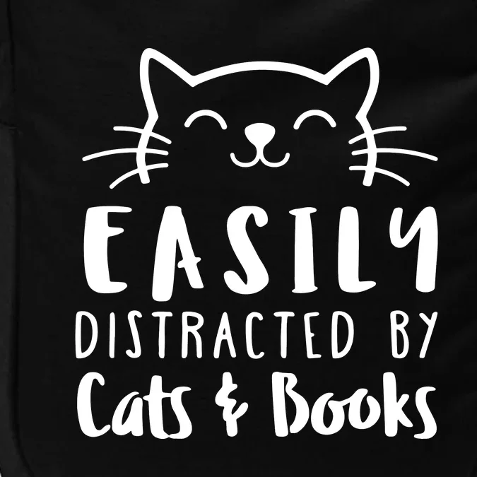 Easily Distracted By Cats And Books Cat & Book Lover Impact Tech Backpack