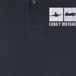 Easily Distracted By Airplanes Pilot Aviation Plane Lover Softstyle Adult Sport Polo