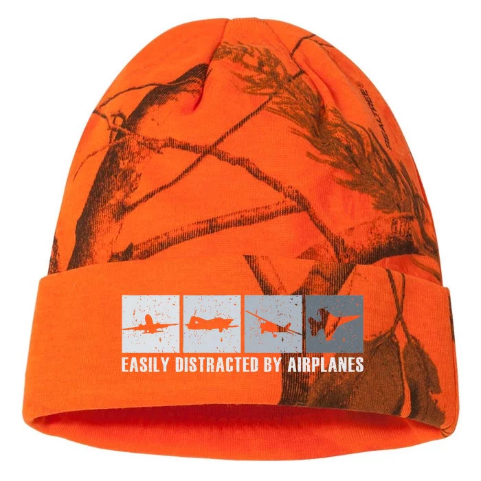 Easily Distracted By Airplanes Pilot Aviation Plane Lover Kati - 12in Camo Beanie