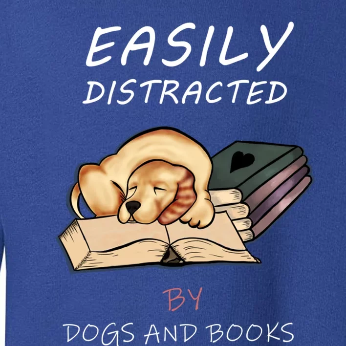 Easily Distracted By Dogs And Books Cute Love Ilustration Gift Toddler Sweatshirt