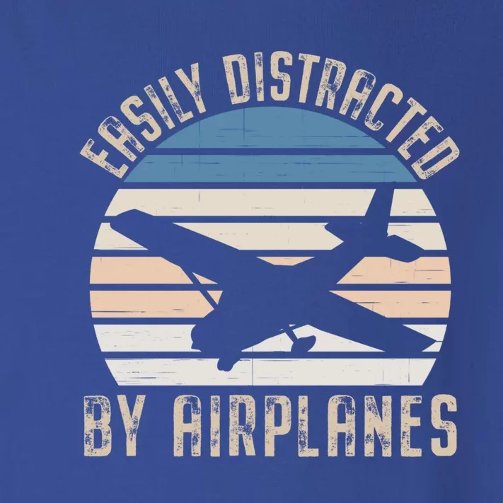 Easily Distracted By Airplanes Retro Airplane Lover Aviation Meaningful Gift Toddler Long Sleeve Shirt