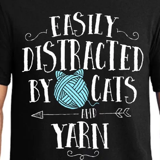 Easily Distracted By Cats And Yarn Knitting Yarn Crochet Pajama Set