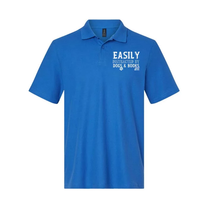 Easily Distracted By Dogs And Books Gift Softstyle Adult Sport Polo