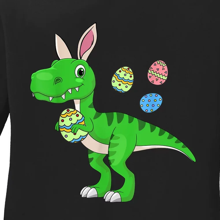 Easter Dinosaur Boys Kids Bunny Easter Basket Stuffers Ladies Long Sleeve Shirt