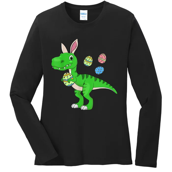 Easter Dinosaur Boys Kids Bunny Easter Basket Stuffers Ladies Long Sleeve Shirt