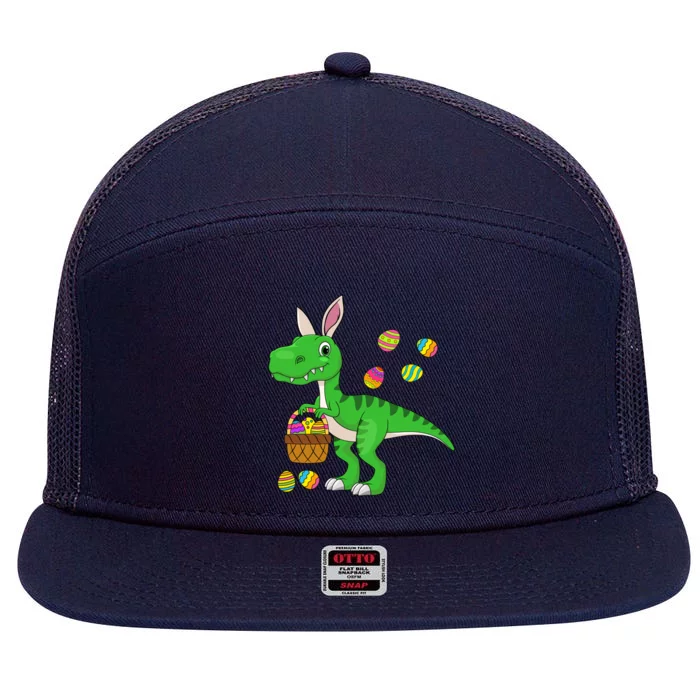 Easter Dinosaur Bunny Ears Easter Basket Stuffers Gift 7 Panel Mesh Trucker Snapback Hat