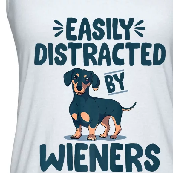 Easily Distracted By Wieners | Funny Dackel Dachshund Ladies Essential Flowy Tank