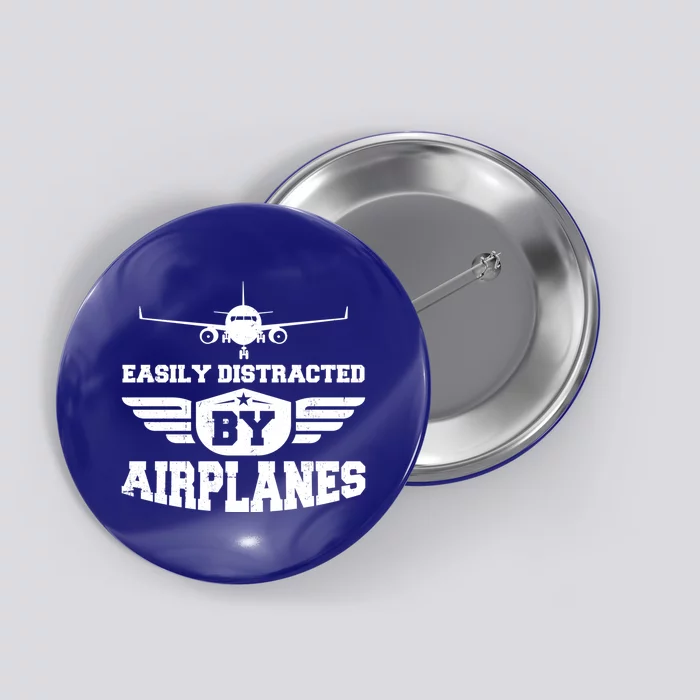 Easily Distracted By Airplanes Gift Button