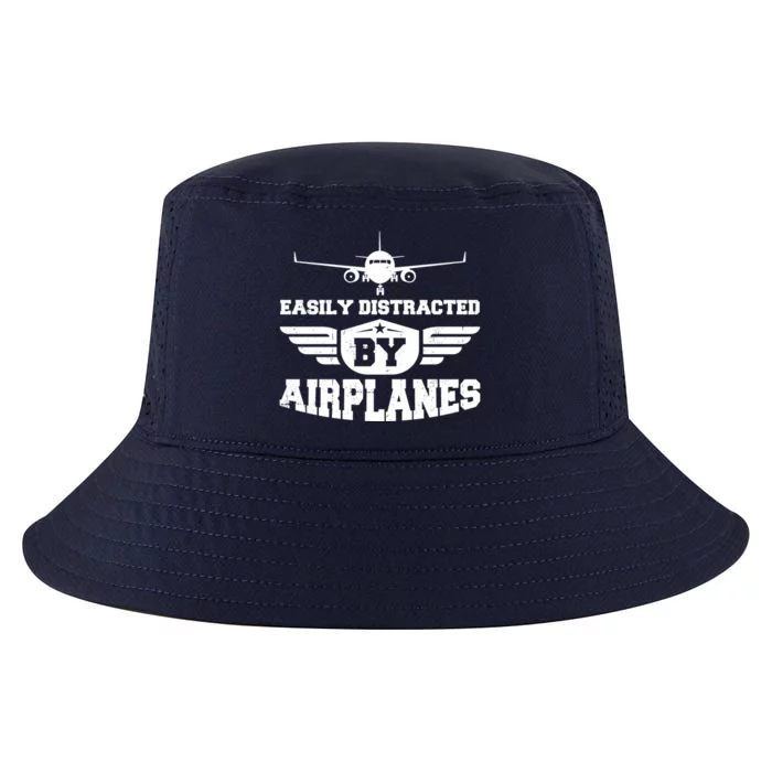 Easily Distracted By Airplanes Gift Cool Comfort Performance Bucket Hat