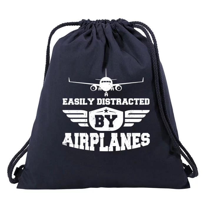 Easily Distracted By Airplanes Gift Drawstring Bag