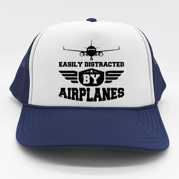 Easily Distracted By Airplanes Gift Trucker Hat