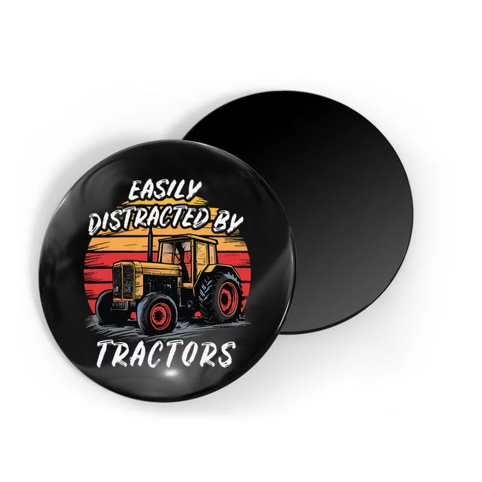 Easily Distracted By Tractors Fun Farmer & Farming Gift Magnet