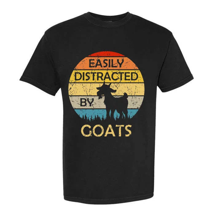 Easily Distracted By Goats Retro Vintage Funny Goat Lover Garment-Dyed Heavyweight T-Shirt