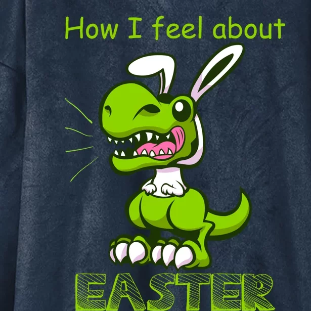 Easter Dinosaur Bunny Ears Funny Gift Hooded Wearable Blanket