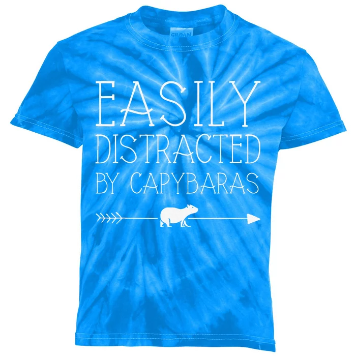 Easily Distracted By Capybaras Gift For Women Mammal Kids Tie-Dye T-Shirt