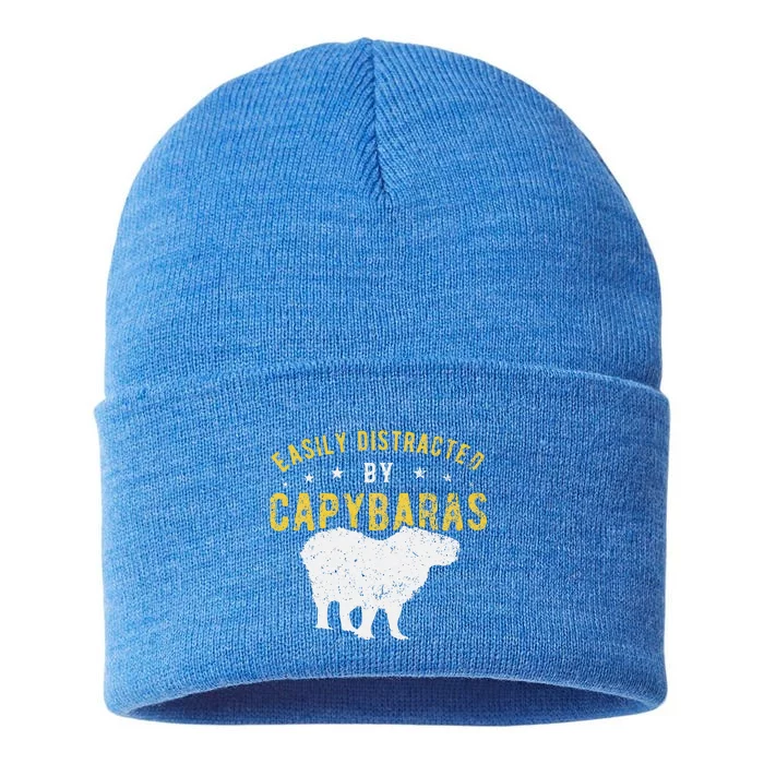 Easily Distracted By Capybaras Sustainable Knit Beanie