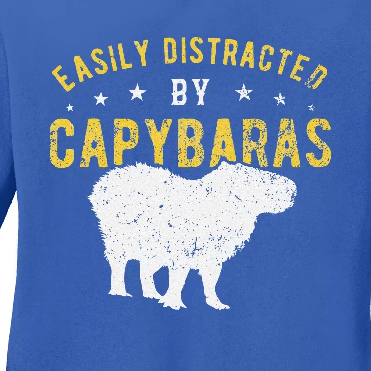 Easily Distracted By Capybaras Ladies Long Sleeve Shirt