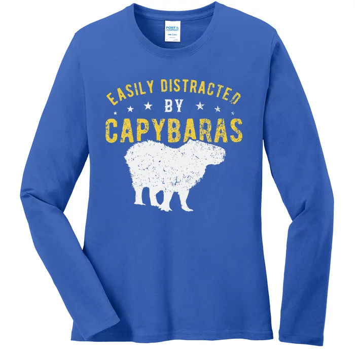 Easily Distracted By Capybaras Ladies Long Sleeve Shirt