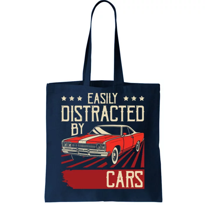 Easily Distracted By Cars Classic Muscle Car Guy Car Lover Tote Bag