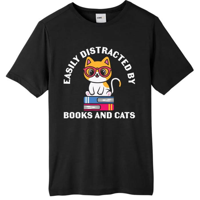 Easily Distracted By Books And Cats Humor ChromaSoft Performance T-Shirt