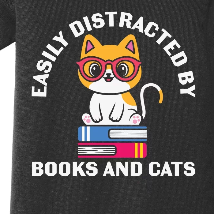 Easily Distracted By Books And Cats Humor Baby Bodysuit