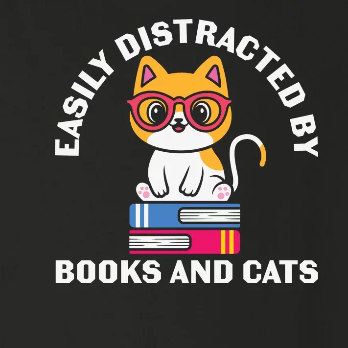 Easily Distracted By Books And Cats Humor Toddler Long Sleeve Shirt