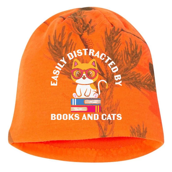 Easily Distracted By Books And Cats Humor Kati - Camo Knit Beanie