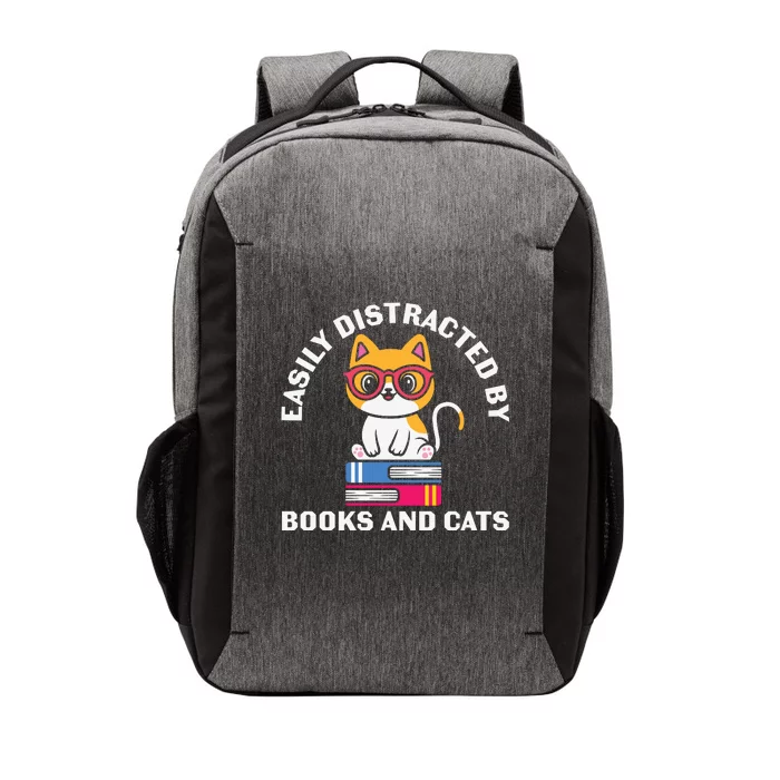 Easily Distracted By Books And Cats Humor Vector Backpack