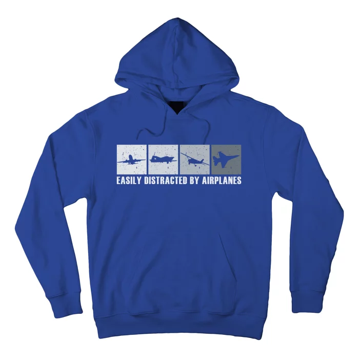 Easily Distracted By Airplanes Aviation Pilot Airplane Cool Gift Hoodie