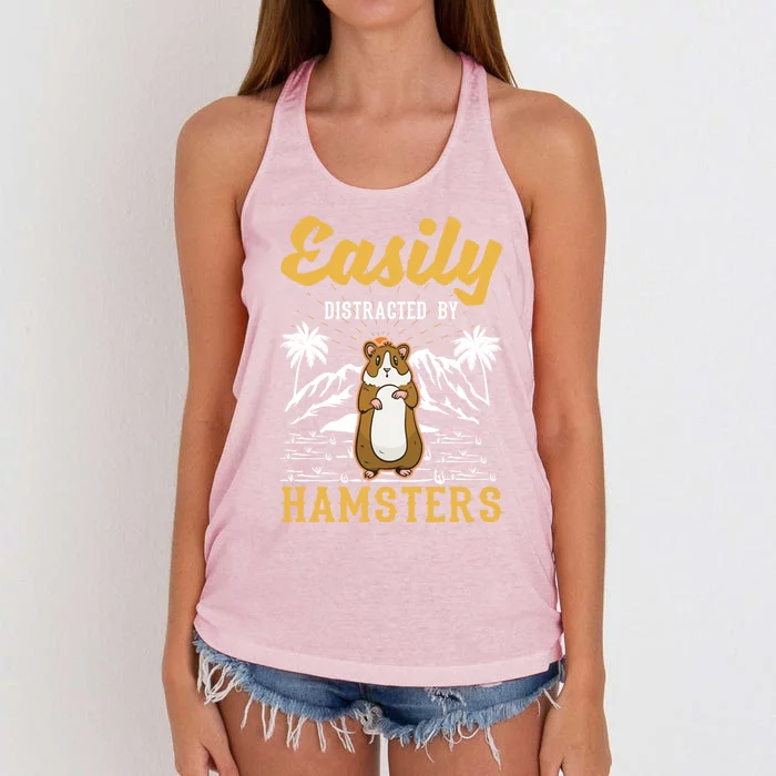 Easily Distracted By Hamsters Gift Women's Knotted Racerback Tank