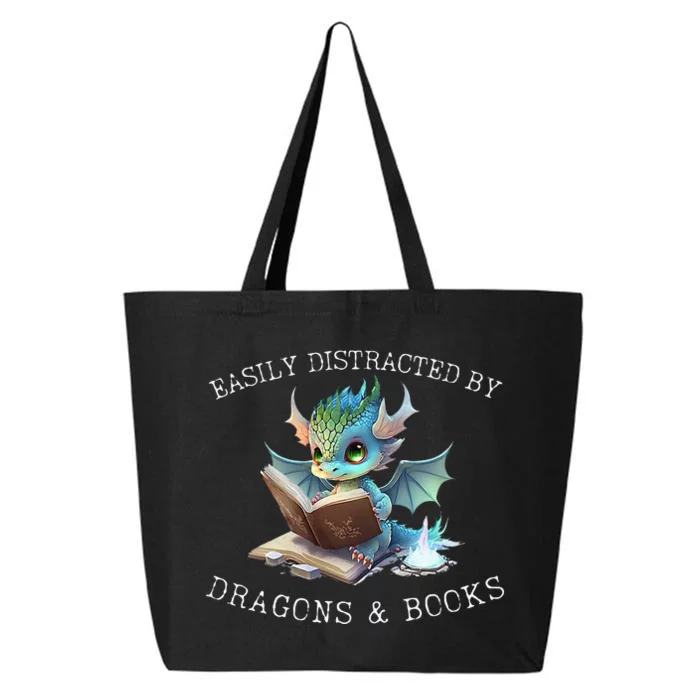 Easily Distracted By Dragons And Books Introvert Funny 25L Jumbo Tote