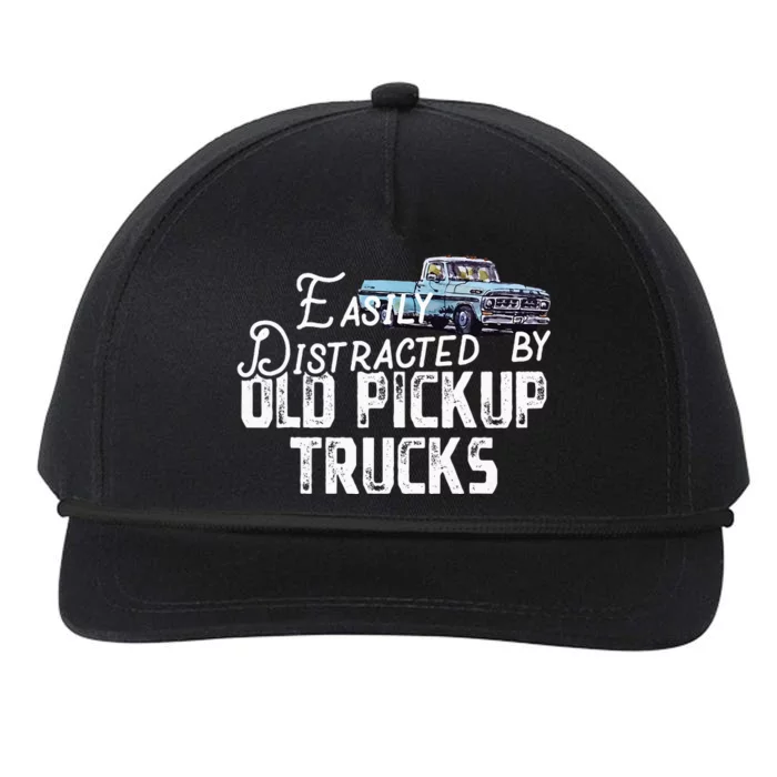 Easily Distracted By Old Pickup Trucks Cute Trucker Snapback Five-Panel Rope Hat