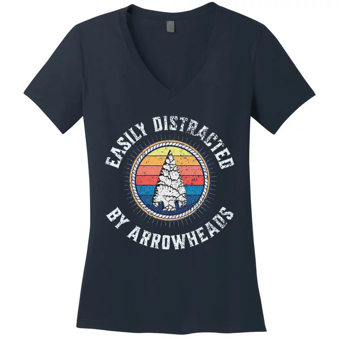 Easily Distracted By Arrowheads Women's V-Neck T-Shirt