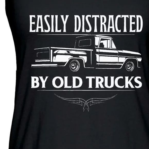 Easily Distracted By Old Pick Up Trucks Ladies Essential Flowy Tank