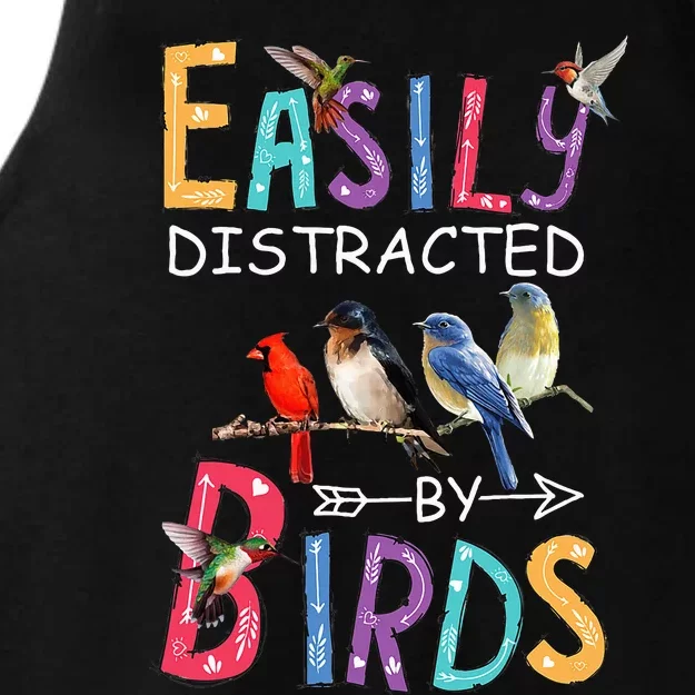 Easily Distracted By Birds Funny Bird Ladies Tri-Blend Wicking Tank