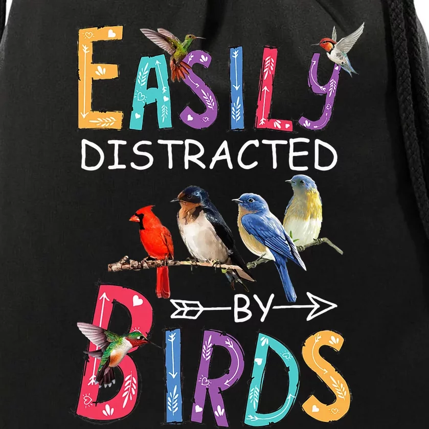 Easily Distracted By Birds Funny Bird Drawstring Bag