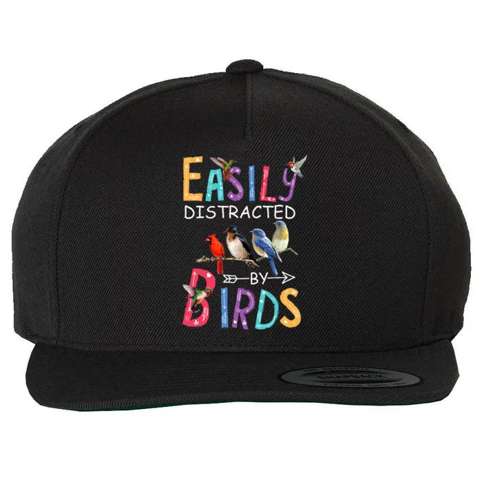 Easily Distracted By Birds Funny Bird Wool Snapback Cap