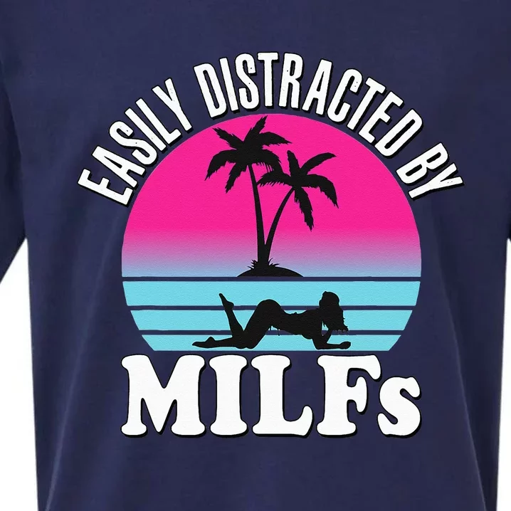 Easily Distracted by MILFs Funny Retro 80's I love Milfs Sueded Cloud Jersey T-Shirt