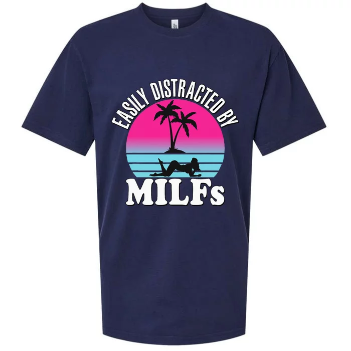 Easily Distracted by MILFs Funny Retro 80's I love Milfs Sueded Cloud Jersey T-Shirt