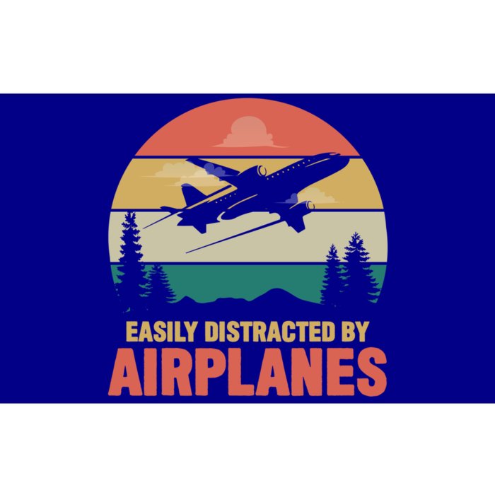 Easily Distracted By Airplanes Retro Airplane Funny Pilot Gift Bumper Sticker