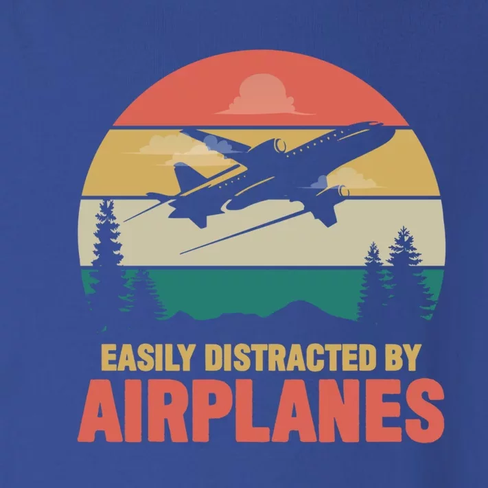 Easily Distracted By Airplanes Retro Airplane Funny Pilot Gift Toddler Long Sleeve Shirt