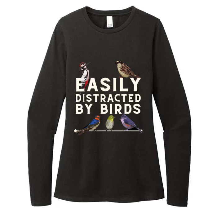 Easily Distracted By Birds Funny Bird Lover & Birdwatching Womens CVC Long Sleeve Shirt