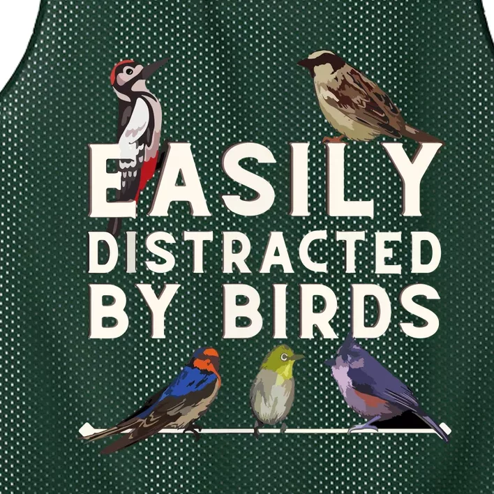 Easily Distracted By Birds Funny Bird Lover & Birdwatching Mesh Reversible Basketball Jersey Tank