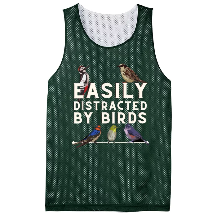 Easily Distracted By Birds Funny Bird Lover & Birdwatching Mesh Reversible Basketball Jersey Tank